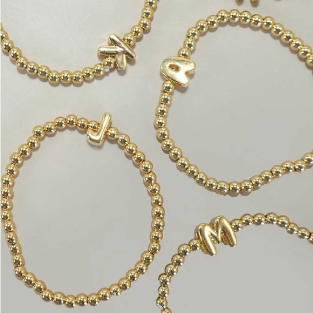 Gold Beaded Bubble Initial Bracelet (5100) - Picture 3 of 3